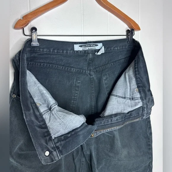 Vintage Anchor Blue Relaxed Baggy Black Jeans 90s Y2K - Picture 5 of 10